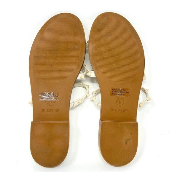 Steve Madden Muni Bone White Vegan Leather Strappy Pyramid Studded Sandals 9 - Picture 7 of 10